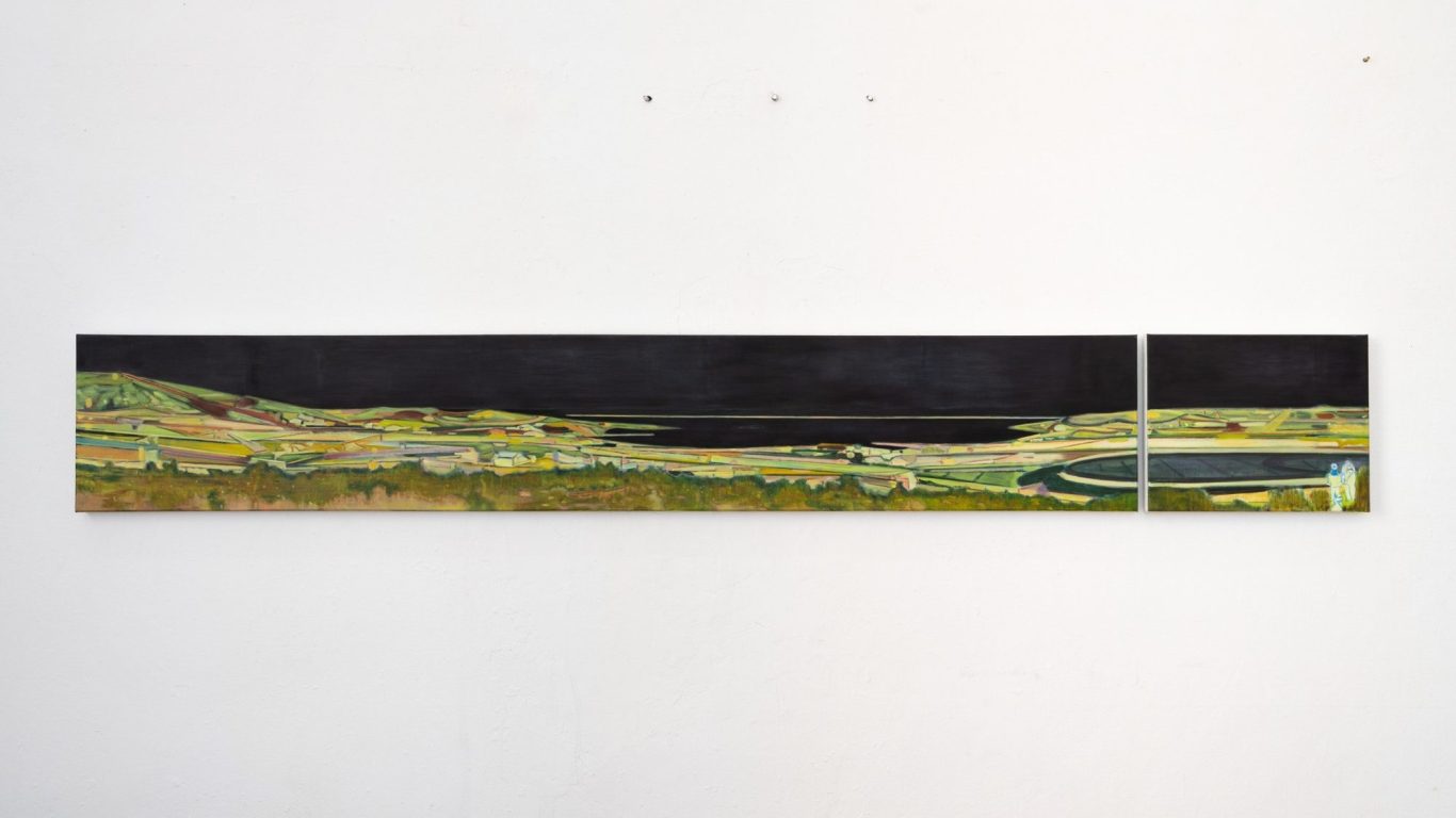  STUDY OF A MOVING IMAGE：PANORAMA 01，2023，OIL ON LINEN ，40 X 290CM